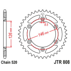 Jt задня зірка 48 зубців алюмінієва racelite для suzuki rm/rmz, dr/drz (80848jta), ланцюг 520, чорна