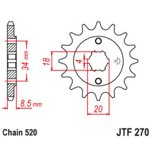Jt передня зірка 2046 13 honda ca 125 '95-01', cb/cbx/cm/cmx 250 '83-16' (204613jt) (ланцюг 520)