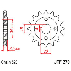 Jt передня зірка 2046 13 honda ca 125 '95-01', cb/cbx/cm/cmx 250 '83-16' (204613jt) (ланцюг 520)
