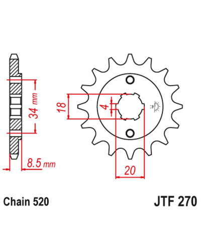 Jt передня зірка 2046 13 honda ca 125 '95-01', cb/cbx/cm/cmx 250 '83-16' (204613jt) (ланцюг 520)