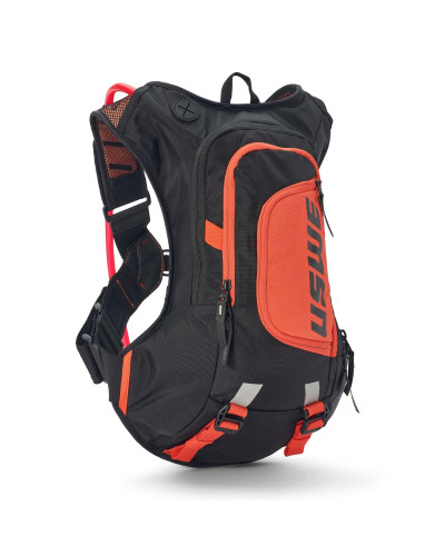 Uswe camel bag moto hydro 8, цвет черный/оранжевый, для мото/велосипеда, емкость для жидкости 3л (рюкзак 8л + 3л жидкости).