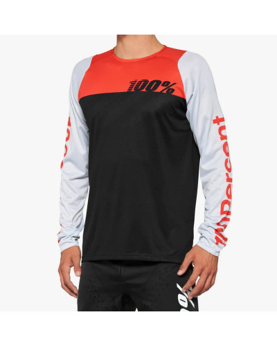 100%  mtb велосипедна футболка r-core concept black/red колір чорний/червоний/білий розмір xl