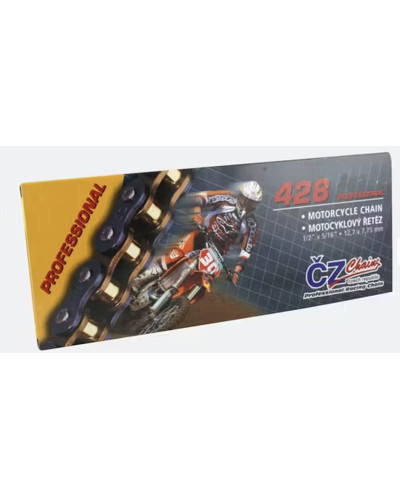 Cz цепь приводная 428 or (122 звено) o-ring (street max 250 ccm) (23,4 kn) + застежка