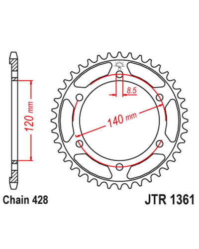Jt задняя звезда 260 50 honda xlr 250 baja '88-94' (26050jt) (цепь428)