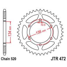 Jt задняя звезда 473 37 kawasaki z 200 '77-83', z 250 '81-83' (47337jt) (цепь520)