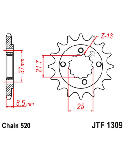 Jt передня зірка 350 13 honda xr 600r '91-'00, trx 400ex /x '05-'14 (35013jt) (ланцюг 520)