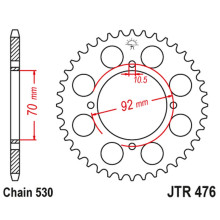 Jt задня зірка 476 44 kawasaki gpz 250 '83-85', z 250/400/440/500/550 '78-85' (47644jt) (ланцюг530)