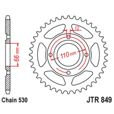 Jt задня зірка 849 38 yamaha rd 250 '77-78, rd 400 '76-78 (84938jt) (ланцюг 530) 