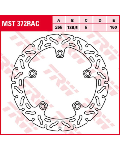 Trw zf гальмівний диск зад bmw f 650/800gs/adv '08-' f 700gs '13-, f 800r '09-, f 750/850gs '18-, s 1000xr '15-'19, k 1200r/s '05-'09, r 1200gs/adv/r/rt/hp2 '04-'13, r-nine t '13-, r 1200s/st m