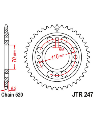 Jt задняя звезда 247 35 honda cb/cbx 250 '78-84', cb 400 n/t '81-83' (24735jt) (цепь520)
