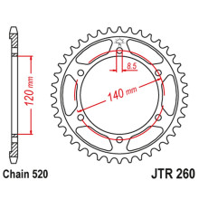 Jt задняя звезда 260 40 honda xl250 r '84-87' (nd11) (26040jt) (цепь520) (+2)
