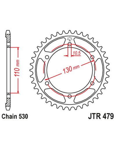 Jt задняя звезда 241 46 yamaha fz6 '04-'09 (24146jtzbk) (цепь 530)