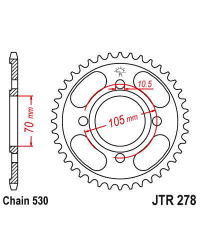 Jt задняя звезда 278 36 honda cb 250 '73-77',cj 250 '76-79', cb 360/400 '75-79' (27836jt) (цепь530)