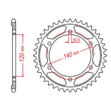 Mtx parts задня зірка 498 42 kawasaki vn 800 classic '96-'06, vn 800 vulkan '97-'05 (jtr499.42) (ланцюг 530)