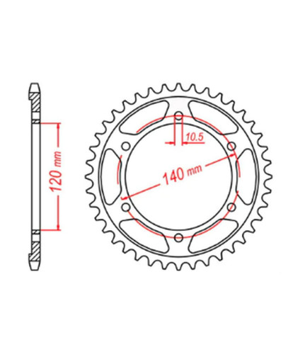Mtx parts задня зірка 498 42 kawasaki vn 800 classic '96-'06, vn 800 vulkan '97-'05 (jtr499.42) (ланцюг 530)