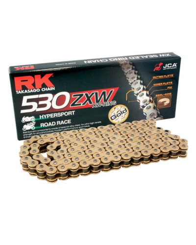 Rk цепь приводная gb530zxw-118 (xw-ring) заклепка (clf) в наборе золотой (объем: do 1400 ccm) (44 kn)