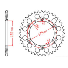 Mtx parts задня зірка 856 50 yamaha yz yzf 88-98 (jtr853.50) (ланцюг 520)