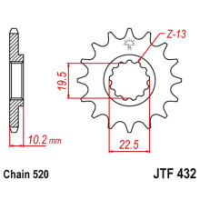 Jt передня зірка 435 11 suzuki rm 250 '87-'12 (43511jt) (ланцюг 520)