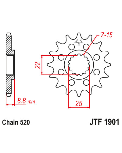 Jt передня зірка  1248 14 ktm sx/exc '91-'25, gasgas, beta, husqvarna (124814rb) (ланцюг 520) - 