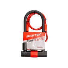 Biketec seqr u-замок с тросом: трос 10 мм × 1,2 м, замок 180 × 320 мм, скоба 16 мм, 3 ключа