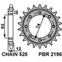 Pbr передняя звезда 2196 22 18nc gilera gp 800 (09-13), aprilia srv850 (12) (цепь 525)