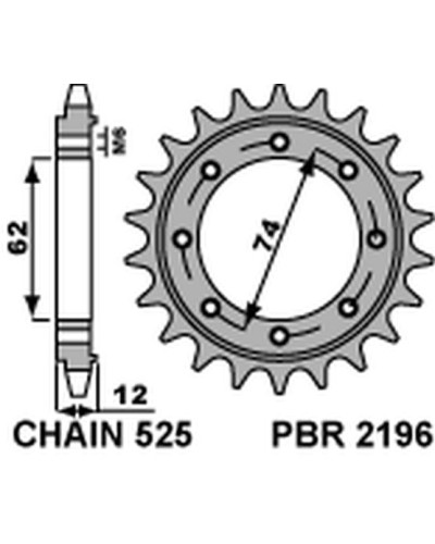 Pbr передня зірка 2196 22 18nc gilera gp 800 (09-13), aprilia srv850 (12) (ланцюг 525)