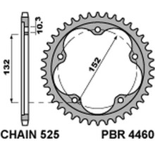 Pbr задняя звезда 4460 43 ( stal hartowana ) mv augusta 800/910/920/989/990/1000 04-16 (цепь 525)