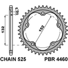 Pbr задня зірка 4460 43 ( stal hartowana ) mv augusta 800/910/920/989/990/1000 04-16 (ланцюг 525)