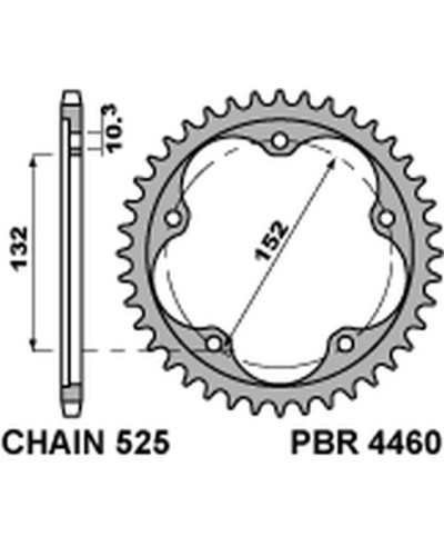 Pbr задня зірка 4460 43 ( stal hartowana ) mv augusta 800/910/920/989/990/1000 04-16 (ланцюг 525)