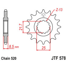 Jt передня зірка 585 14 kawasaki zx-6r/rr '07-17, yamaha xtz 750 '90-'98 (58514jt) (ланцюг 520) (-2)