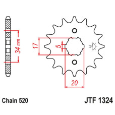 Jt передня зірка 2060 11 honda crf 230 '03-15' trx 200 sx foutrax '86-88' '90-97' (206011jt) (ланцюг 520)