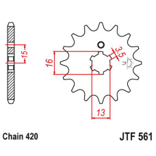 Jt передня зірка 415 14 yamaha rd 80 mx '81-82' (41514jt) (ланцюг 420)