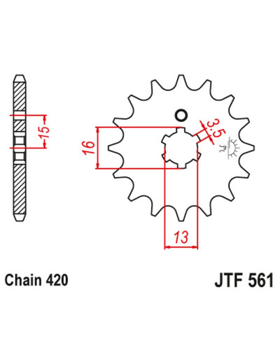 Jt передня зірка 415 14 yamaha rd 80 mx '81-82' (41514jt) (ланцюг 420)
