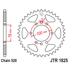 Jt задня зірка 823 47 suzuki vl 250 intruder lc '00-04'; lt 250/300 '86-89'; gn 400 '80-82'; lt 500 '88-92',dr 500 '81-83', dr 750 '88' (sr41b) (82347jt) (ланцюг520)