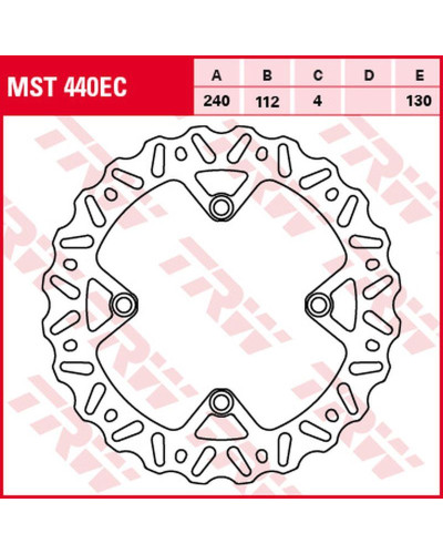 Trw zf гальмівний диск зад husqvarna cr/wr 125, te/tc/txc 250, te 310/449/511, txc 511 '11-'13, te 610 '05-'10, te 630 '10-'12 (240x112x4mm) 