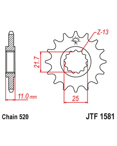 Jt передня зірка 566m 15 yamaha yzf r6 '99-20', yzf r7 '99-01', yzf 750 r '99-01', fz6 '04-09' (566m15jt) (ланцюг 520) 