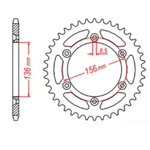 Mtx parts задня зірка 702 43 husqvarna sm 610 '08-'09, suzuki dr350 '90-'03, rgv 250 '91-'96 (jtr822.43) (ланцюг 520)