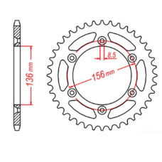 Mtx parts задня зірка 702 43 husqvarna sm 610 '08-'09, suzuki dr350 '90-'03, rgv 250 '91-'96 (jtr822.43) (ланцюг 520)