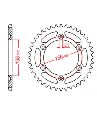Mtx parts задня зірка 702 43 husqvarna sm 610 '08-'09, suzuki dr350 '90-'03, rgv 250 '91-'96 (jtr822.43) (ланцюг 520)