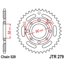 Jt задня зірка 279 42 honda vt 125c '99-'07 (27942jt) ( 4668 42 jtr273.42) (ланцюг 520)
