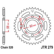 Jt задняя звезда 279 42 honda vt 125c '99-'07 (27942jt) ( 4668 42 jtr273.42) (цепь 520)