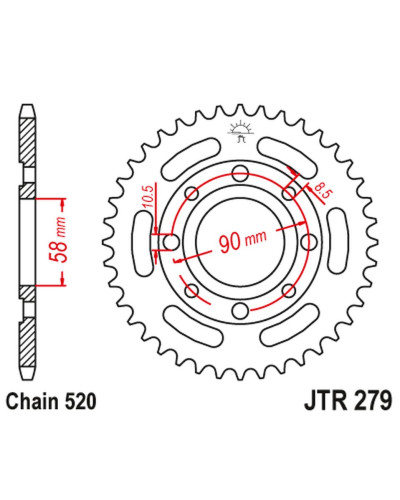Jt задняя звезда 279 42 honda vt 125c '99-'07 (27942jt) ( 4668 42 jtr273.42) (цепь 520)