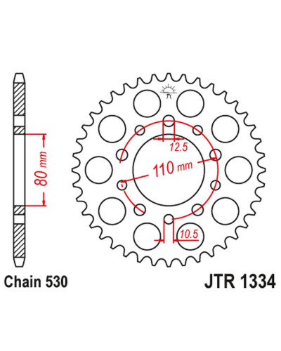 Jt задняя звезда 334 47 honda cb 750f '80-'82 (33447jt) (цепь 530)