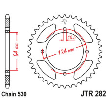 Jt задня зірка 282 37 honda cb 500f/k '78-'80 (28237jt) (ланцюг 530)