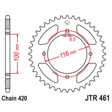 Jt задняя звезда 467 47 kawasaki kx 80/85 '86-'17 (46747jt) (цепь 420)