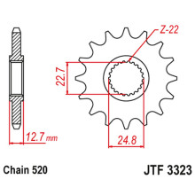 Jt передня зірка polaris 250/300/350/400/425 '89-99' (ланцюг 520)