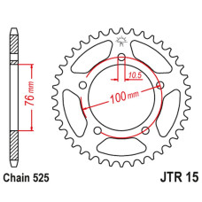 Jt задняя звезда 4456 42 benelli 500 leoncino '17-, trk 502 '17-18 (445642jt)* (цепь 525)