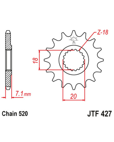 Jt передняя звезда 432 11 suzuki rm 125 '92-'07, rmz 250 '10-'12 (43211jt) (цепь 520)
