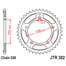 Jt задня зірка 408 43 honda cbr 600f '91-'96, cbf 1000 '06-'10 (sc58) (40843jtzbk) (ланцюг 530) 