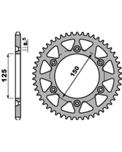 Pbr задня зірка 899 41 c45 ktm sx/mxc/exc 200 '98-'14, sx/exc 150 '10-'22, exc 125 '91-'16 (jtr897.41) (ланцюг 520)